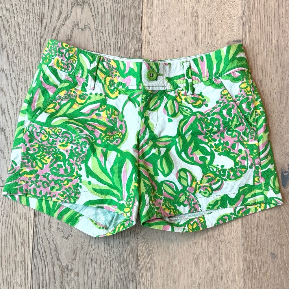 Lilly Pulitzer The Callahan Short – Seeing Pink Elephants Print, Size 0, EUC